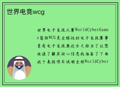 世界电竞wcg