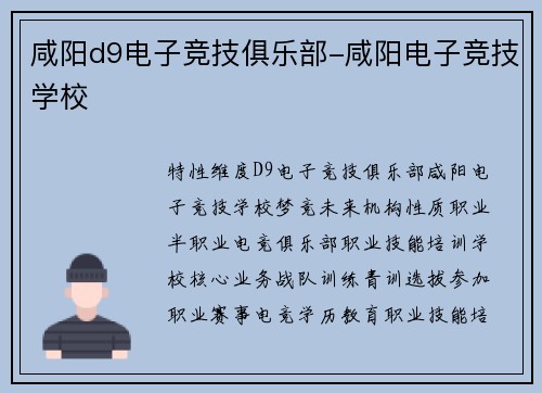 咸阳d9电子竞技俱乐部-咸阳电子竞技学校